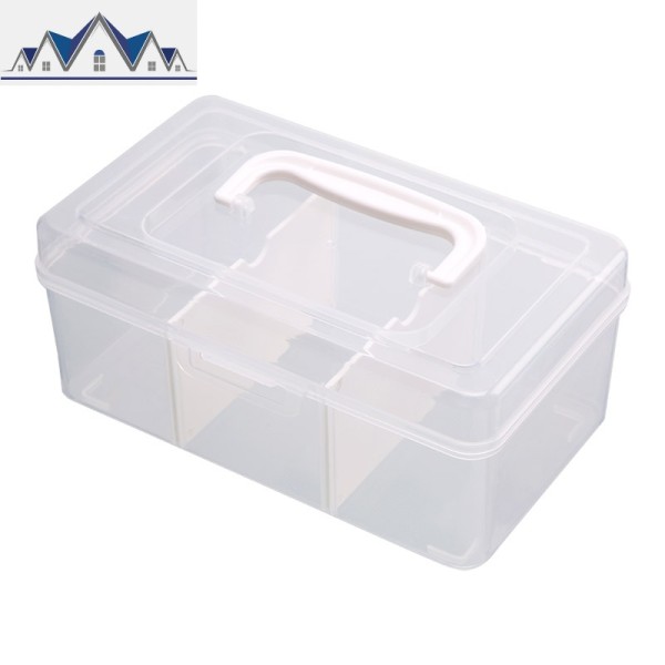 手提塑料透明收纳盒零食整理盒有盖储物盒桌面收纳箱小号带盖盒子 三维工匠高清大图