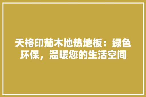 天格印茄木地热地板：绿色环保，温暖您的生活空间 现代风格装饰