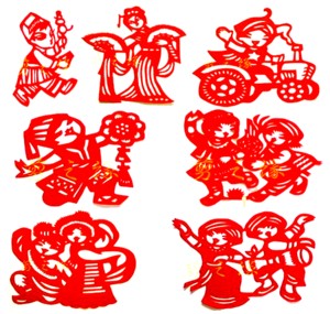 剪纸 少数民族娃娃 窗花 纯手工学生儿童幼儿园剪纸 贴纸 装饰画