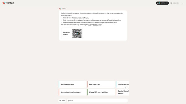 Vetted 主页截图