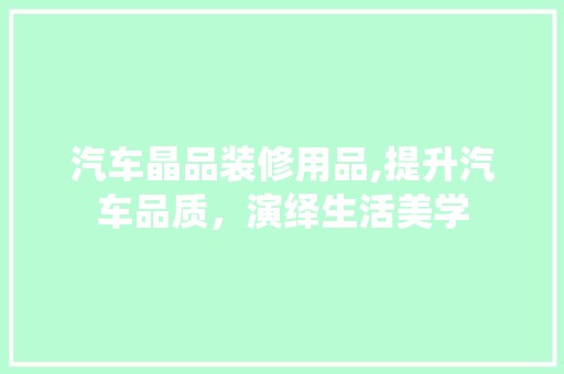 汽车晶品装修用品,提升汽车品质，演绎生活美学 中式风格装饰