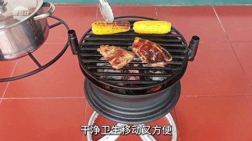 废弃轮毂变身多功能柴火灶，看看小伙的神奇改造！
