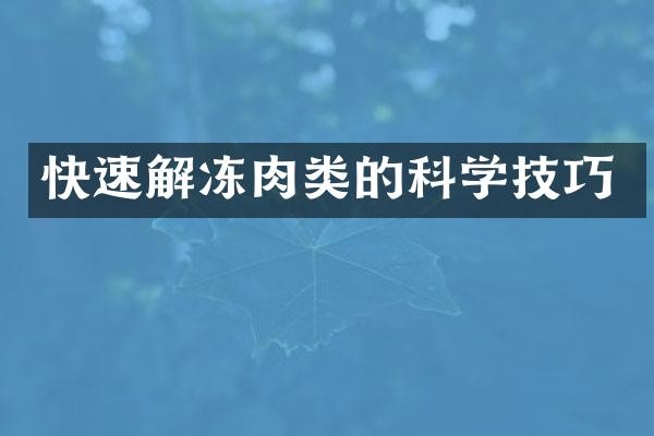 快速解冻肉类的科学技巧