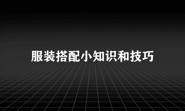 服装搭配小知识和技巧
