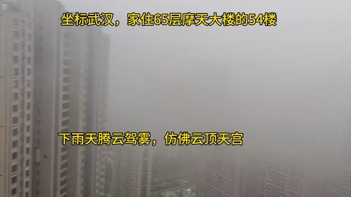坐标武汉，家住65层摩天大楼的54层，下雨天腾云驾雾
