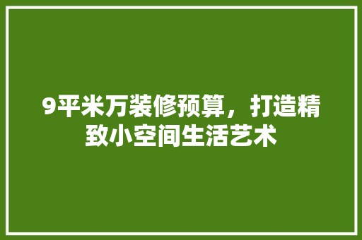 9平米万装修预算，打造精致小空间生活艺术 现代风格装饰