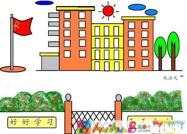 笔学校简笔画彩色图片校园生活图片简笔画多彩生活简笔画中学生校园生