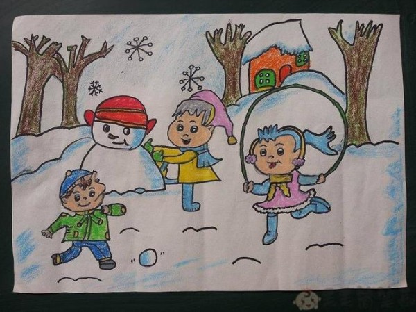 寒假儿童绘画作品关于寒假的儿童画图片 - 毛毛简笔画