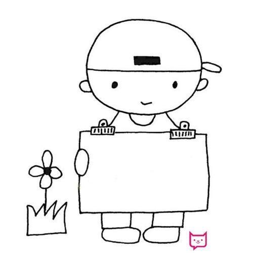 简单的人物简笔画图片画画的小男孩