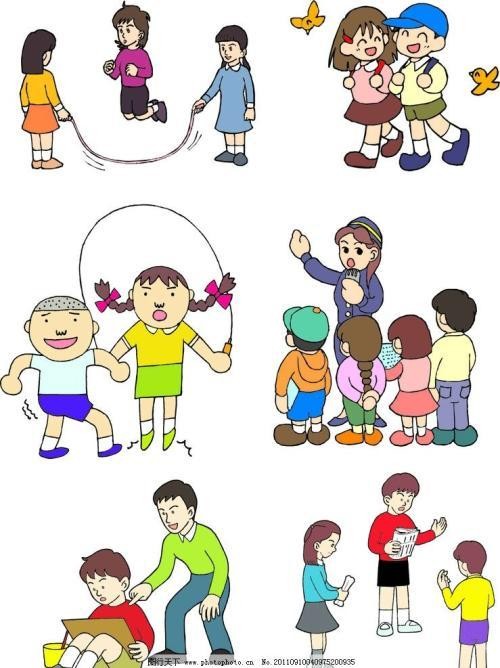 校园简笔画人物彩色