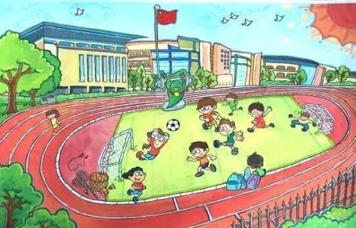 0527 来源好看视频-儿童简笔画画美丽的学校校园生活简笔画 校园