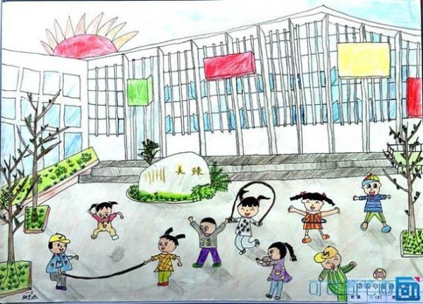 我的美丽校园简笔画