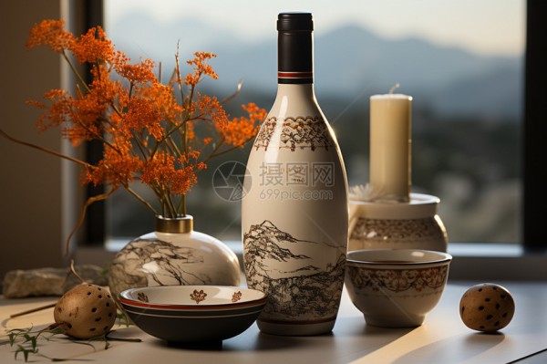 多彩酒瓶艺术的组合之美