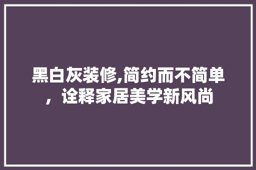 黑白灰装修,简约而不简单,诠释家居美学新风尚 门窗材料