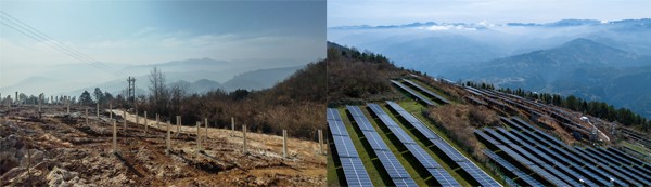土店子村光伏电站建设前后。受访者供图