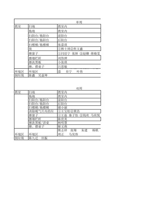 大扫除 卫生工作表