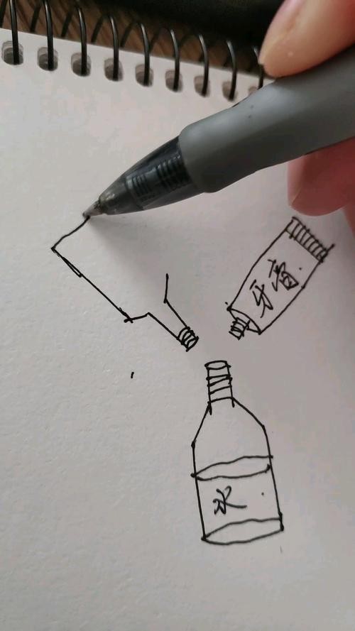 简笔画一个生活小妙招白醋加水一比一加上牙膏倒入喷壶内厨房去污