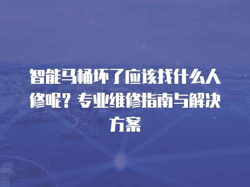 智能马桶坏了应该找什么人修呢？专业维修指南与解决方案