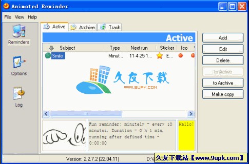 AniReminder 2.2.7.2 英文绿色版[提醒工具]
