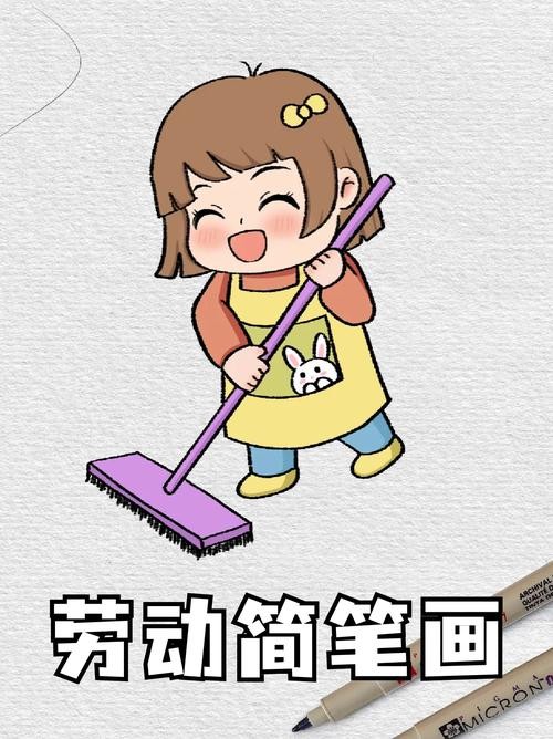 已经将卧室打扫干净了还画了一幅劳动简笔画我这里就分享