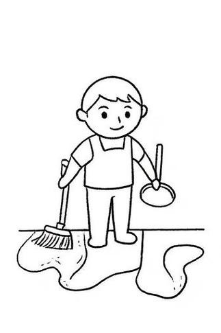 打扫卫生简笔画来啦