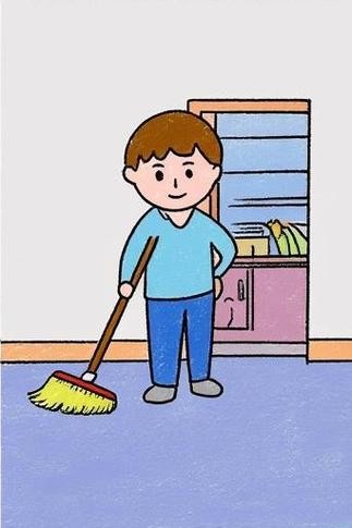 扫地过程简笔画来啦