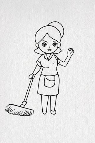 大扫除简笔画简单又美美哒