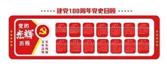 建党100周年党史回顾党建文化墙设计模板