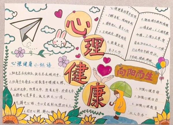 心理健康手抄报小学生的成长伙伴阳光心态自信面对挑战