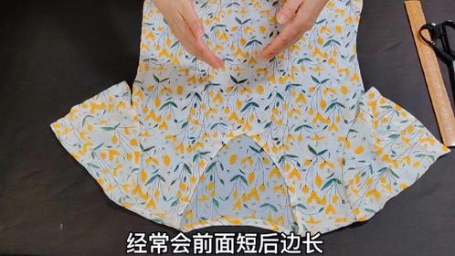 衣服穿身上前短后长怎么办?裁一下缝一下轻松解决,胖人无烦恼!