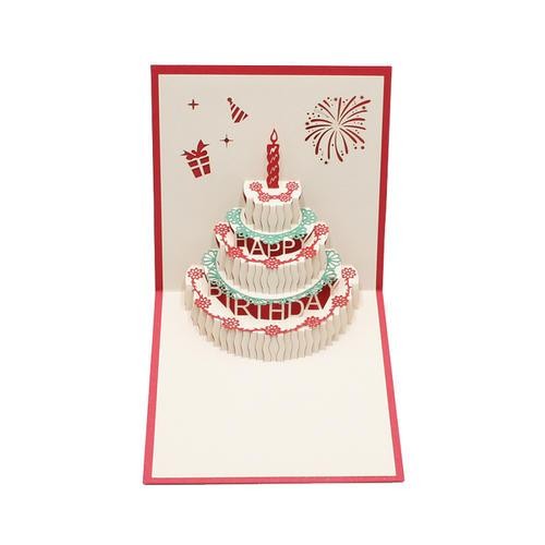 可加音乐 蛋糕镂空纸雕手工定制员工高档卡片 3d 立体创意 生日贺卡