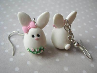 软陶做萌翻天小白兔耳坠做法教程