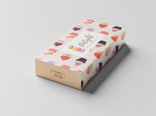 6292 创意蛋糕食品盒子包装设计样机-Box Cake Mockup
