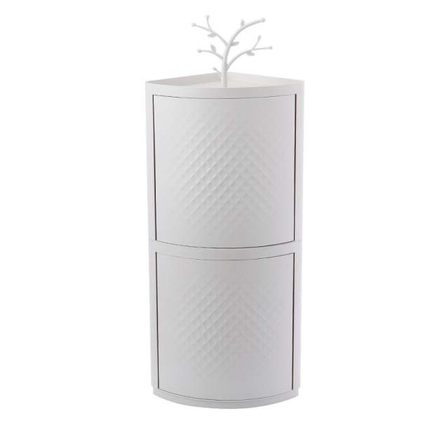 浴室旋转置物架卫生间洗漱台壁挂墙上化妆品收纳转角柜免打孔|旋转柜-浅灰2层