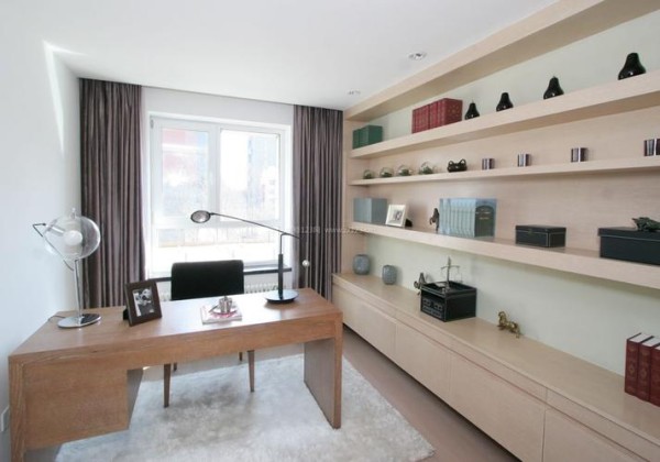 书房中式装修置物架效果图片