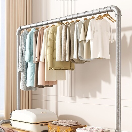 钢管晾衣架落地卧室折叠户外家用阳台挂衣服简易晒被凉衣单杆水管