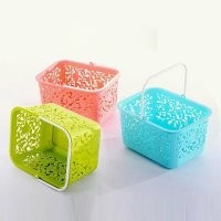 田园简约镂空方形手提收纳筐