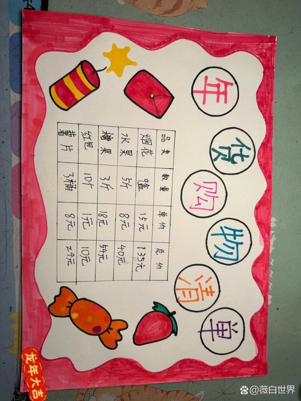 购物清单手抄报