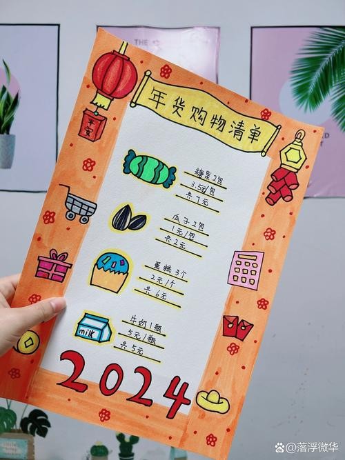 20元零花钱购物一年级年货购物清单手抄报