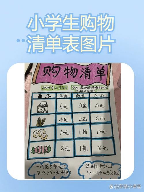 小学生购物清单表图片