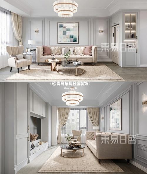 青岛装修世茂诺沙湾70美式轻奢设计效果图