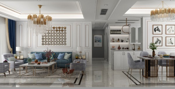 三室一厅现代美式轻奢风