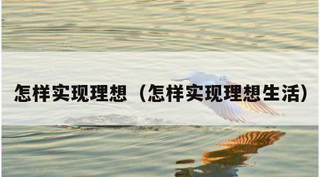 怎样实现理想（怎样实现理想生活）