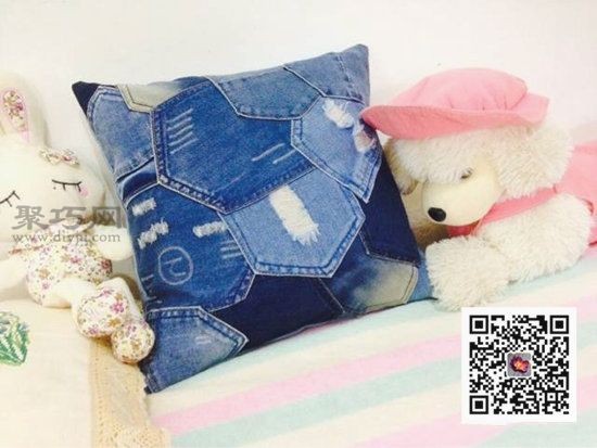DIY个性牛仔兜靠枕教程 教你旧牛仔衣怎么废物利用改造抱枕套