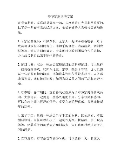 春节家族活动方案