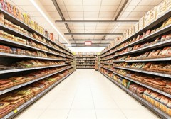 aisle: passage between shelves in a supermarket or store
