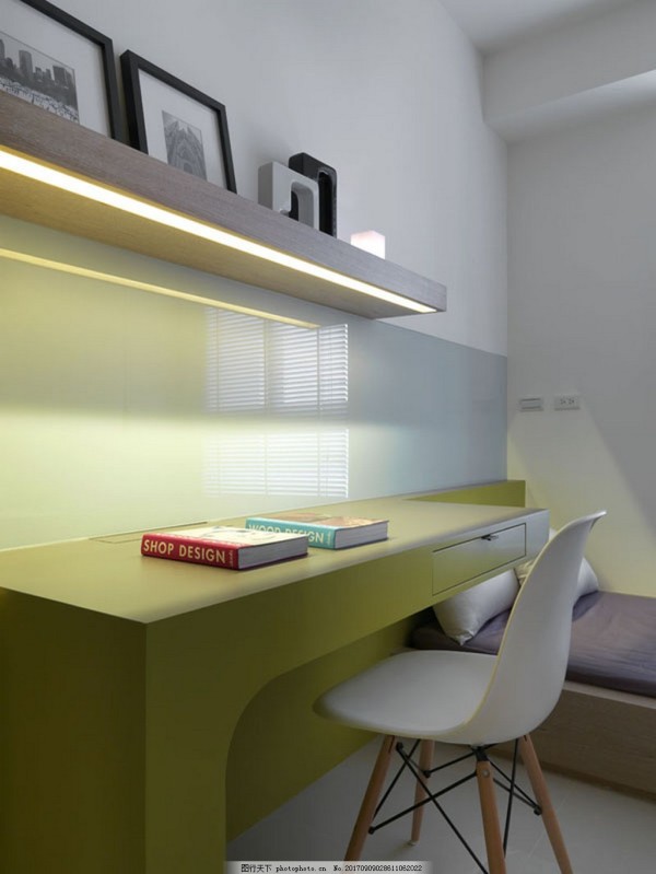 简约风室内设计书房工作区效果图