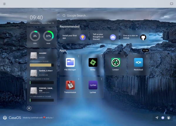 CasaOS个人云系统界面