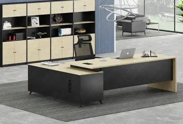 办税服务窗口单人办公桌 税务窗口办公桌带打印机柜-产品缩略图