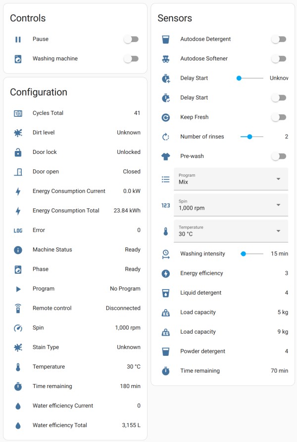 洗衣机控制界面
